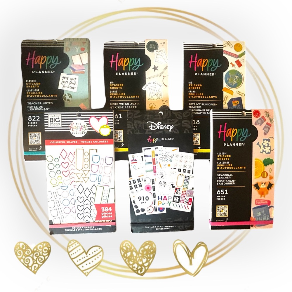 Six All Brand New The Happy Planner Teacher Classroom Stickers Set